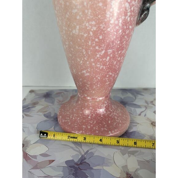 Vintage Hull Royal Woodland W24-13 1/2" Ewer Pitcher Mottled Pink with Black - Picture 5 of 8